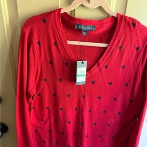 Tommy Hilfiger Red Sweater with Black Hearts